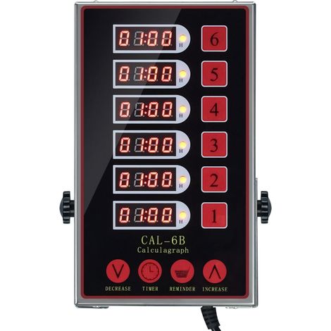 Commercial 6 Canaux Minuterie Minuterie de Cuisson Alarme Forte Rappel Affichage LED Clair Calculagraphe en Acier Inoxydable pour Restaurant Cuisine