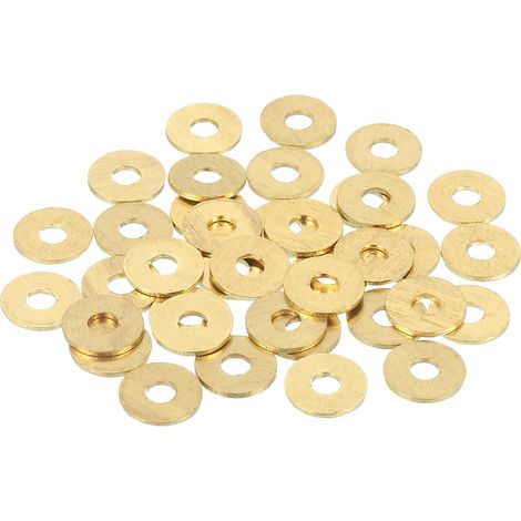 38Pcs Rondelle Métal Plate Laiton, Kit Rondelles Écrasables Cuivre M4 Assortiment, 4mm Alésage, 12mm OD, 1mm Épaisseur pour Boulons Vis Réparation Mécanique, Construction (1/5)