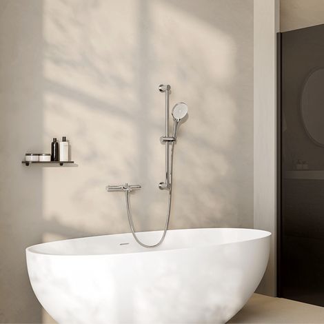 Mitigeur thermostatique bain douche LOMAZOO chrome entraxe 15 cm