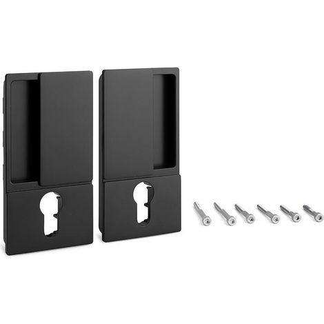 manilla wave para puerta corredera con cerradura cilíndrica - enrasada en cromo satinado, negro mate o blanco mate acabado negro mate