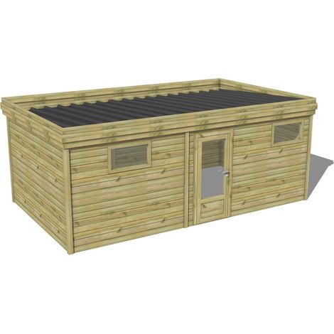 ABRI DE JARDIN bois traité 27mm, 6,5x3,4m, 22m2