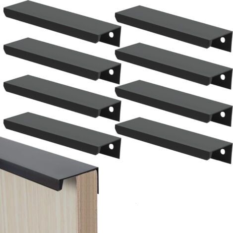 Poignées de Meubles Noir Poignées d'Armoire Invisible 120mm Poignées de Cuisine avec Vis pour Porte d'Armoire Tiroirs 8 Pièces (1/5)