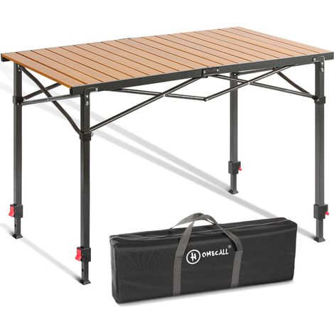 Homecall Klapptisch Campingtisch Höhenverstellbar Klappbar Balkontisch Gartentisch Tragbar (Höhenverstellbares Bein(76/84,5/92,5 cm),Aluminum Roll Up Tabletop bis 100kg), für 4-6 Personen,für Camping,