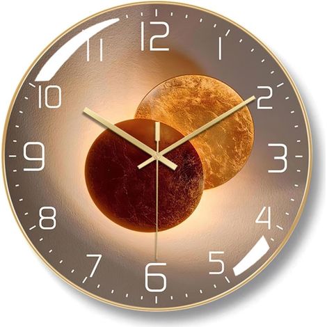 Reloj de pared, 30 cm, metal moderno, cristal curvado, silencioso (15 dB), para salón, dormitorio u oficina. (1/5)