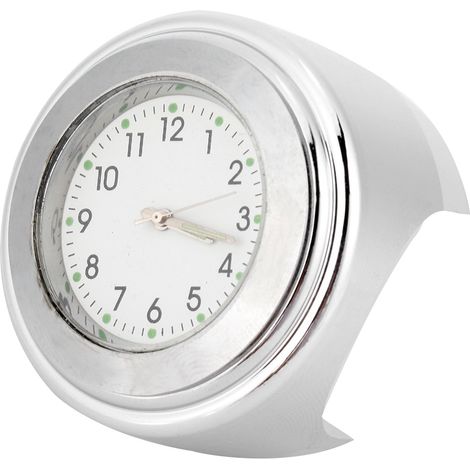Universelle Motorrad-Lenkeruhr 22–25 mm, weißes Zifferblatt, Metall, Griffbefestigung, runde Lenkeruhr, Motorradzubehör (1/5)