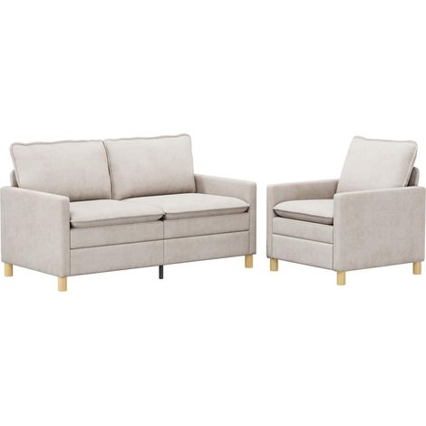 Ensemble de Canapés 2 pcs Crème Polyester vidaXL (1/5)