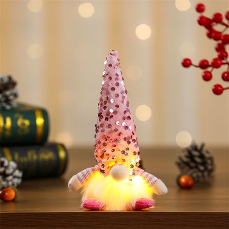 Gnome De Noël - Décor Lumineux Avec Chapeau À Paillettes - Pour Tableau Festif, Intérieur Maison, Cadeaux De Noël - 18 X 6 X 6 Cm - 1 Pièce (1/5)