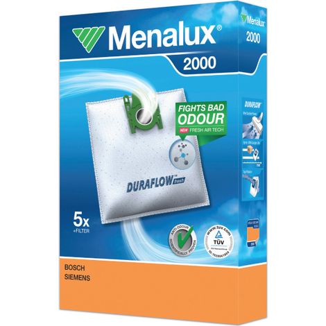 MENALUX sacchetti per la polvere per Siemens, Bosch, Privileg (5 pezzi) 2000