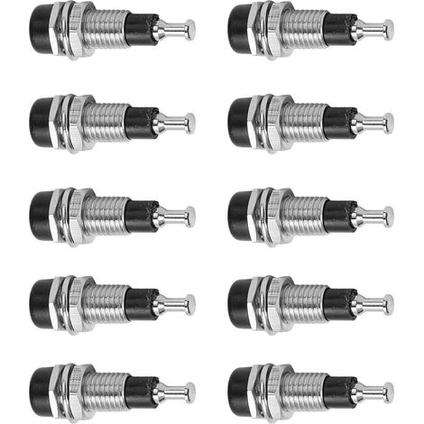 J.40006 Lot de 10 connecteurs banane femelles nickelés 2 mm, bornier de montage sur panneau, noir (1/5)
