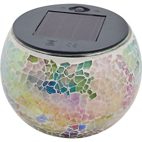 Lampe solaire LED – verre mosaïque arc-en-ciel – éclairage maison – décorative