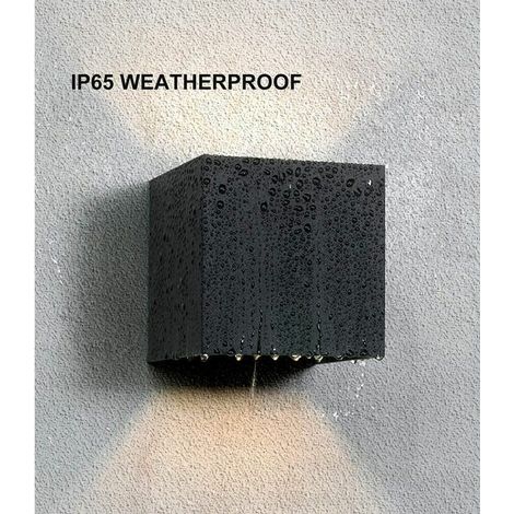 FOREHILL Applique extérieure Cube Réglable 6W 3000K Applique Murale Carrée IP65 étanche Moderne Aluminium Applique Extérieure pour Couloir Jardin, Noir