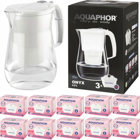 Jarra filtrante Aquaphor Onyx de 2,8 L + 10 cartuchos, blanca (1/5)
