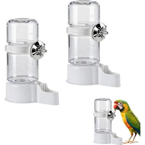 Automatische Tränke – 2 Stück – Kunststoff und Stahl – Kontinuierliche Wasserabgabe – Für Vogelkäfige – 140 ml (1/5)