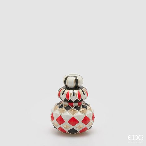 EDG Enzo De Gasperi Portacandela Geometri Spicchi Natale H 15 Cm D 11,5 Cm White Black
