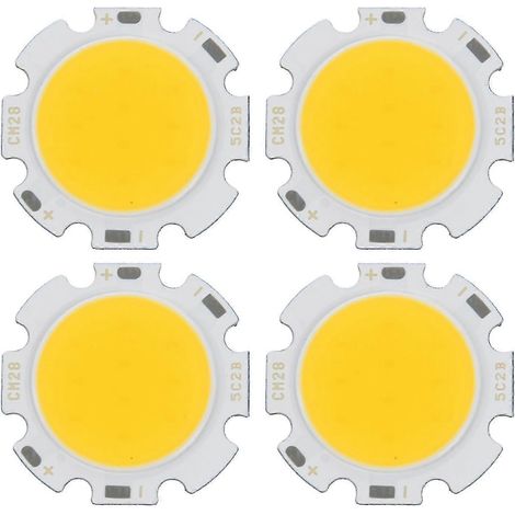 Lot de 4 ampoules LED COB rondes de 5 W, ultra-lumineuses, blanc chaud, 15-17 V CC (1/5)