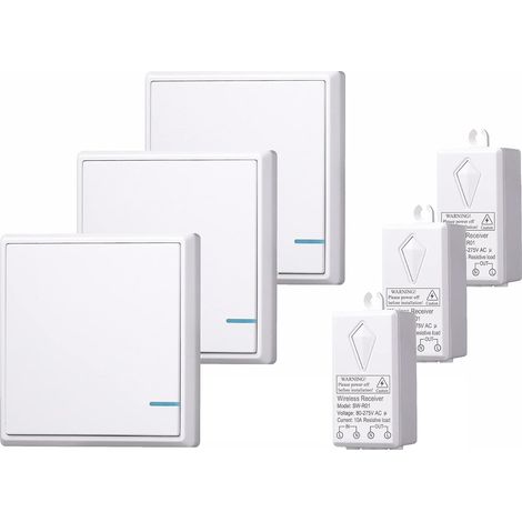 Kit D'Interrupteur Sans Fil, Sans WiFi, Sans Câblage Nécessaire Pour La Maison, Le Bureau, L'Hôtel, Les Lampes, Les LED, Les Ampoules (1/5)