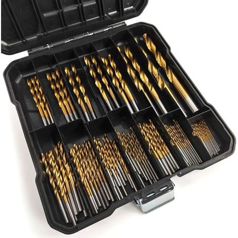 Coffret 99 forets hélicoïdaux - Métal revêtu titane - Ø1.5-10mm - Pour bois et plastique - Professionnel