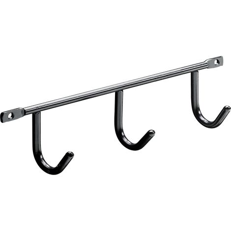 Hettich Garderobenleiste 3 Haken Stahl 20 x 5,2 x 3,5 cm schwarz Garderobenhaken