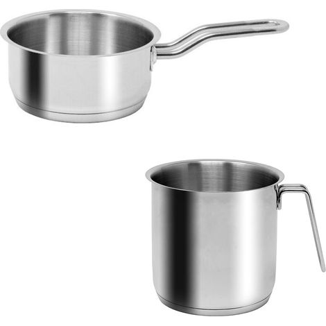 Set Pentolino e bollilatte a induzione bollitore per latte acqua per tisane tè triplo fondo in acciaio inox 18/10 per piani cottura gas elettrico (1/5)