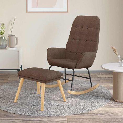 vidaXL Chaise à bascule avec repose-pied Taupe Tissu (1/5)
