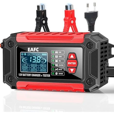 Testeur de Batterie Voiture et Chargeur Tout-en-Un 12V6A pour Moto, Camion, AGM LiFePO4 Outil Diagnostic - (1/5)