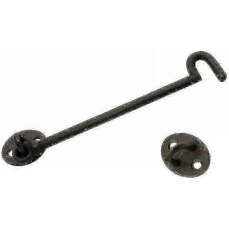Loquet de porte extra long de 61 cm noir à crochet et œillet pour fenêtre portail abri de jardin cabane support silencieux