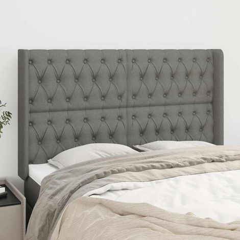 vidaXL Cabecero con orejas de tela gris oscuro 147x16x118/128 cm (1/5)