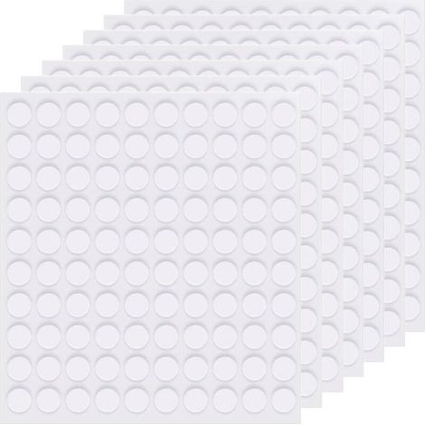 (Blanco) 700 piezas de cinta adhesiva transparente de doble cara, adhesivo redondo con puntos adhesivos (10 mm), extraíble, multiusos, sin rastro para [R233] (1/5)