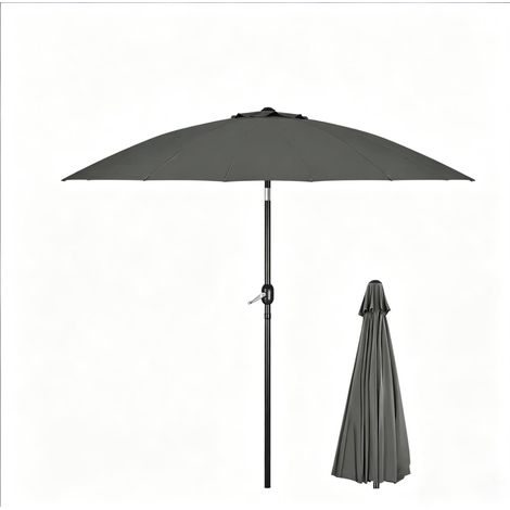 Grand parasol de terrasse inclinable en polyester 180 g/m² Ø257 cm gris foncé (1/5)