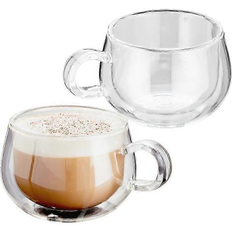 Double-walled cappuccino glasses with handle – Vacuum insulated, set of 2, 225 ml – Sturdy and heat-resistant (1/5)