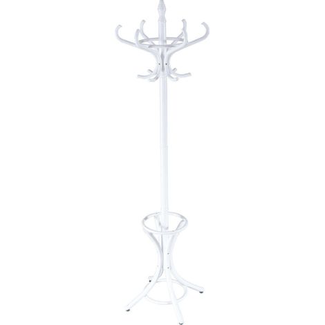 Porte-manteaux à chapeaux en bois debout avec porte-parapluie - blanc (1/5)