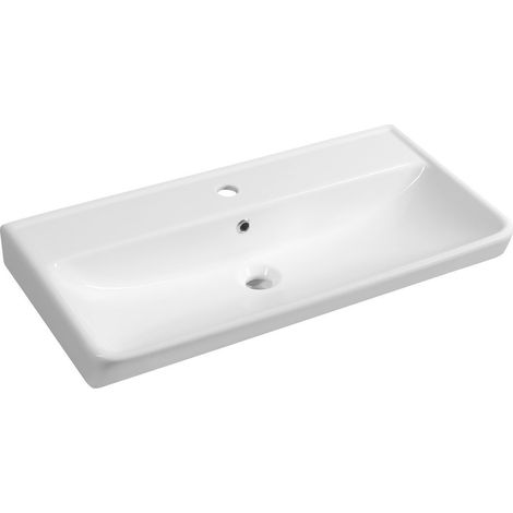 Bruckner Neon - Lavabo 80x42 cm, avec trop-plein, trou pour robinetterie, blanc 201.133.0 (1/4)