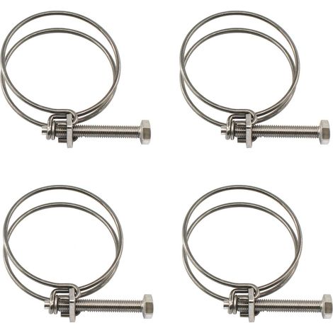 (4 Stück) 90-95 mm Doppeldraht-Schlauchschellen, Rohrschellen, 304 Edelstahl-Schlauchschellen (1/5)