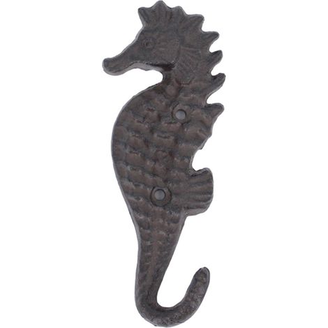 Wandhaken Seepferdchen aus Gusseisen dunkelbraun 17 cm (1/5)