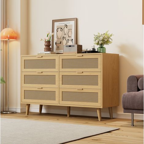 CHICFURN Cassettiera 6 cassetti 120x76,5x40 cm finitura rovere, grande capacità (1/5)