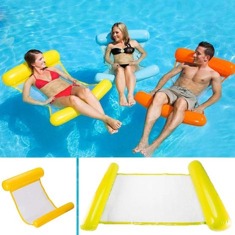 (Yellow) Multi-Use Floating Hammock, 4-in-1 Inflatable Pool Float Recliner Floating Water Hammock Foldable Floating Hammock Portable Ultralight Float (1/5)