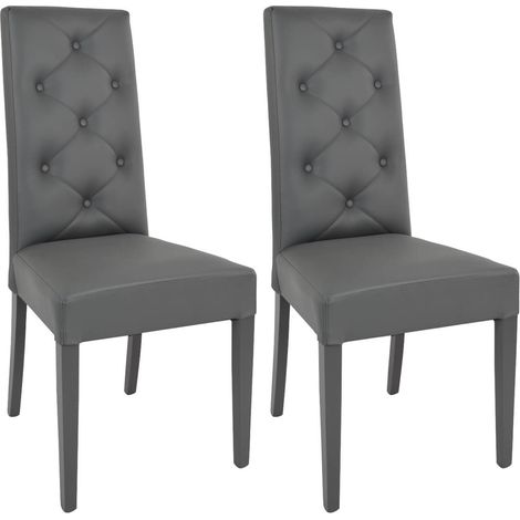 TREVI - Lot de 2 Chaises Simili Gris et Pieds Laqués (1/3)