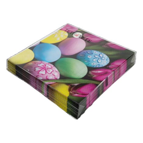 TaT handbemalte Eier-Servietten, 3-lagig, 33 x 33 cm, 1/4 gefaltet, 20 Stück pro Packung