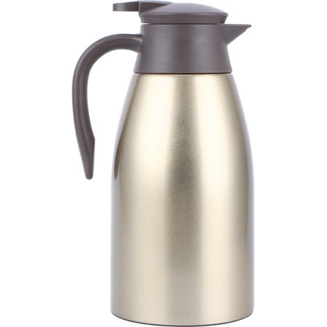 Bouilloire portable 2 L, en acier inoxydable 304, isolée, pour la maison et le bureau, couleur or, avec couvercle à café, 2 L (1/5)