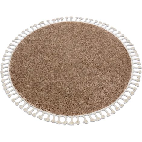 Teppich BERBER 9000 Kreis beige Franse berber marokkanisch shaggy brown rund 120 cm