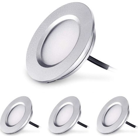 Fei Yu LED Recessed Spotlight Extra Flat 3W 12V LED Recessed Round Ceiling Light Dimmable 240 Lumen Warm White IP44 for Bathroom Living Room Cabin, Boat Car Pack of 4 [Energy Class A++]