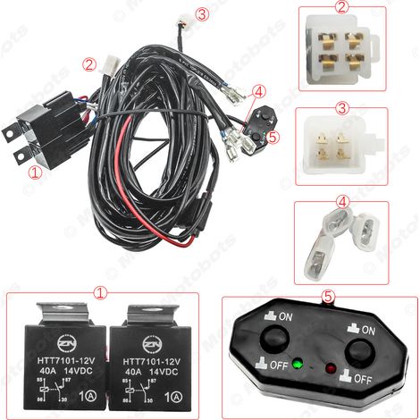 Kit de câblage pour éclairage automobile 12V-14V avec télécommande, kit de câblage bicolore 1 à 2 LED pour feux de croisement et de route, contrôleur de lumière bicolore (1/4)