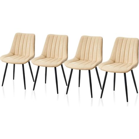 Esszimmerstühle 4er Set Kunstleder Beige, ergonomisch, mit Rückenlehne (1/5)