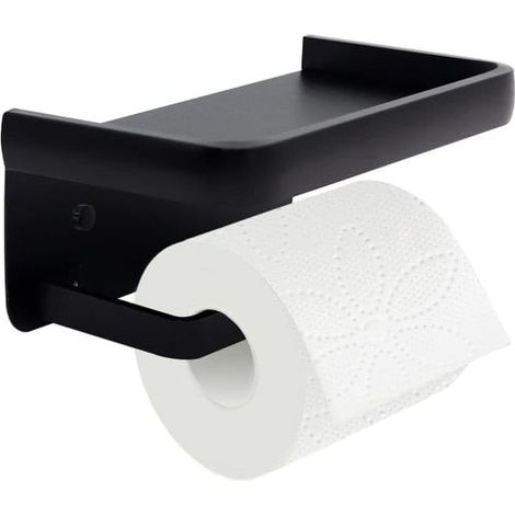 Porte-papier toilette avec étagère, porte-papier toilette noir (1/5)