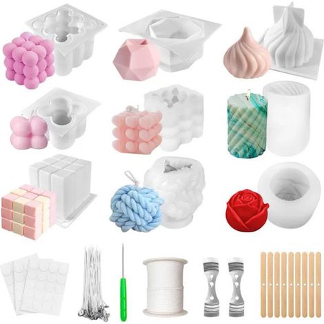 Moules à bougies pour la fabrication de bougies, kit pour créer vos propres bougies, moules à bougies bulles en silicone, moule en silicone pour fabriquer vos propres bougies, kit de fabrication de bo (1/5)