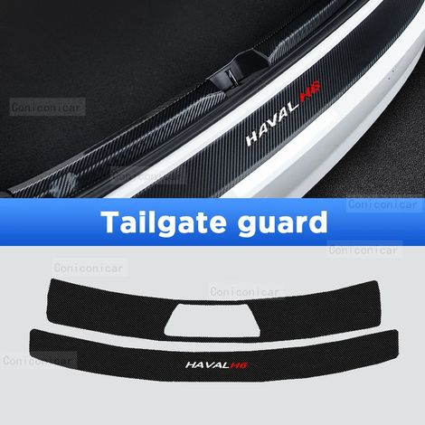 Protection de hayon (2 pièces) pour HAVAL H6 Hybrid 2022-2024 : protection de hayon,seuil de porte,pédale,accessoires en fibre de carbone,style cuir,autocollant (1/3)