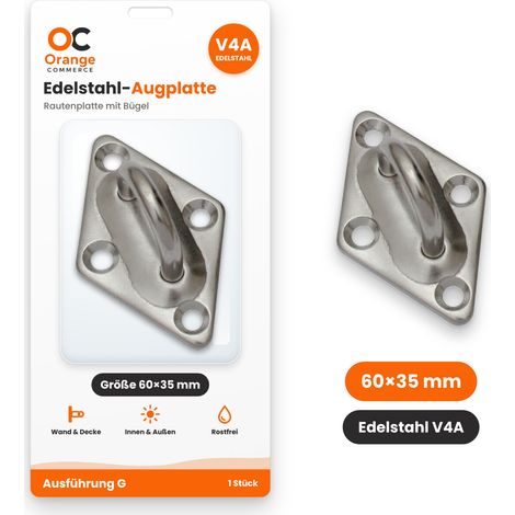 Edelstahl Augplatte Typ G 60 x 35 mm