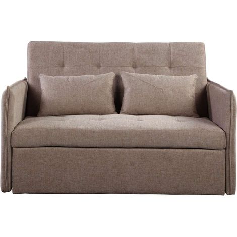 Sofá cama Curvo acabado marrón jaspeado. 92cm (alto) 131cm(ancho) 94cm(fondo) (1/3)