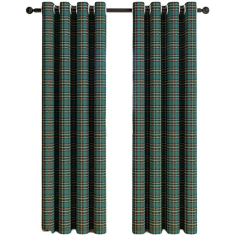 Ensemble de 2 Rideaux à Carreaux - Filtration Lumière - Design Fermier à Oeillets - pour Cuisine ou Séjour