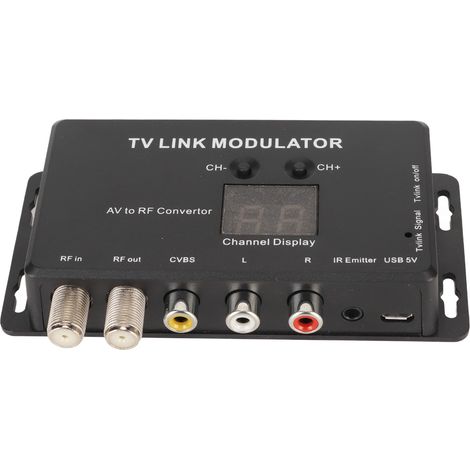 Modulateur UHF TV Link 471,25‑885,25 MHz, compatible PAL et NTSC, convertisseur AV vers RF, prolongateur IR avec retour IR (1/5)